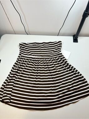 Rebellious Brown White Striped Strapless Mini Dress Size Large